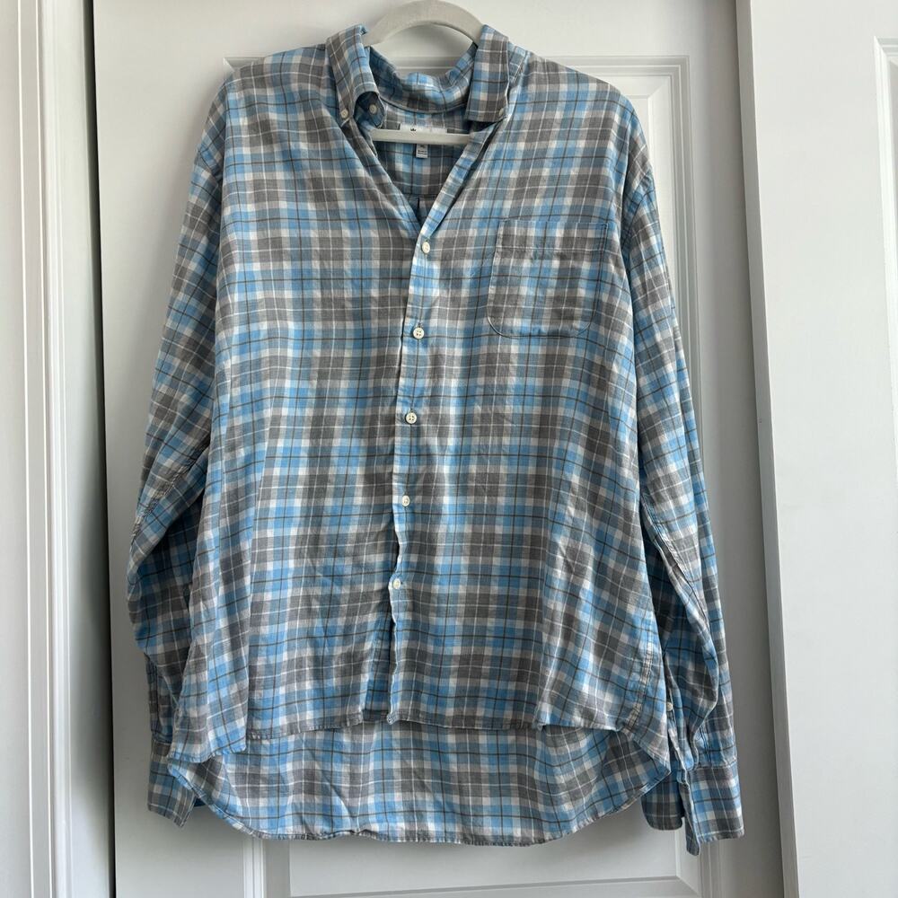 Peter Millar Long Sleeve Blue Plaid Button Down Shirt Sz  XL Gale